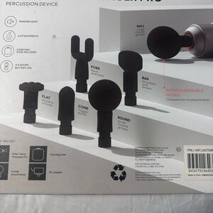 Black Percussion Massage Device with Attachments